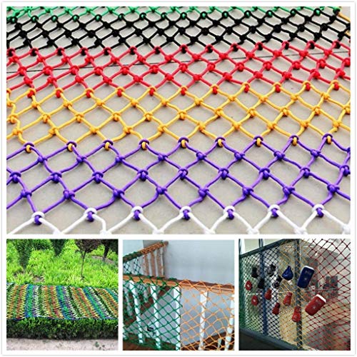 Nylon Rope Netting Outdoor, Colorful Decoration Net,Protective Net,Outdoor Child Climbing Net, Safety Balcony Stair Anti-fall Net Garden Nylon Rope Net For Indoor Cat Protection Net Fence Swing,Banis