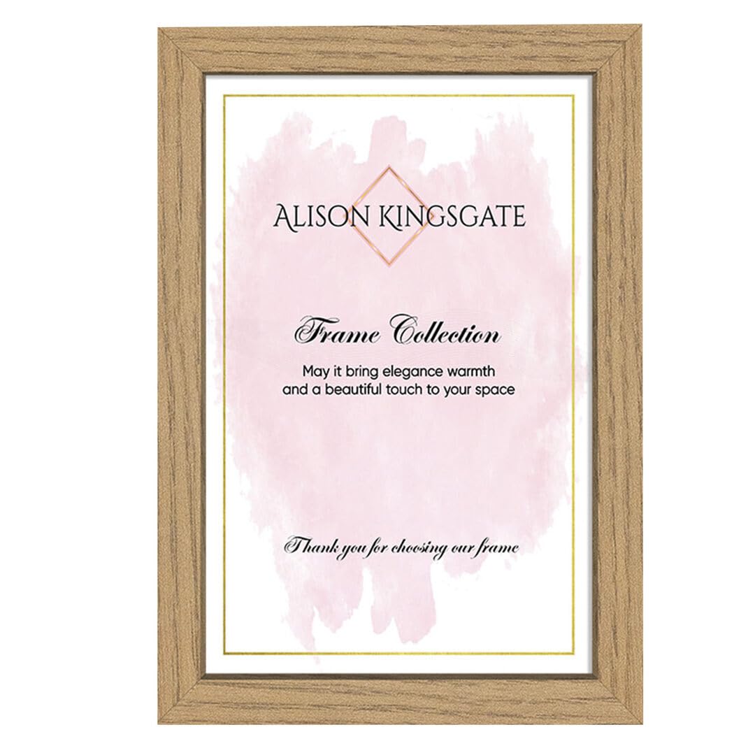 Alison Kingsgate 12X10 Oak Thin Photo Frame-Engineered Wood Picture Frames with Shatterproof Perspex - Ideal for Certificates & Artwork-Wall Mount or Tabletop - Multiple Sizes & Colours Available — image 1