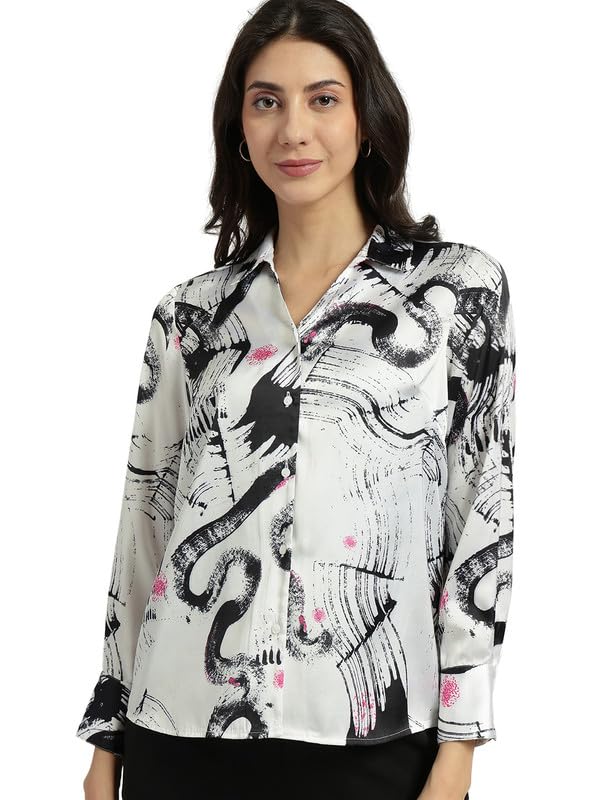 Image of FableStreet Women Shirts | Comfort Fit Spread Collar | Premium Satin Fabric for Formal, Business Casual