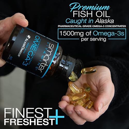Miniatura 2 de Smarter Omega 3 - Aceite de pescado con omega 3 sabor a fresa sin errojos sin sabor 2000 mg potente DHA EPA Brain Omega-3 soporte articular