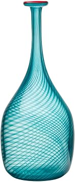 Kosta Boda Red Rim Bottle, Green