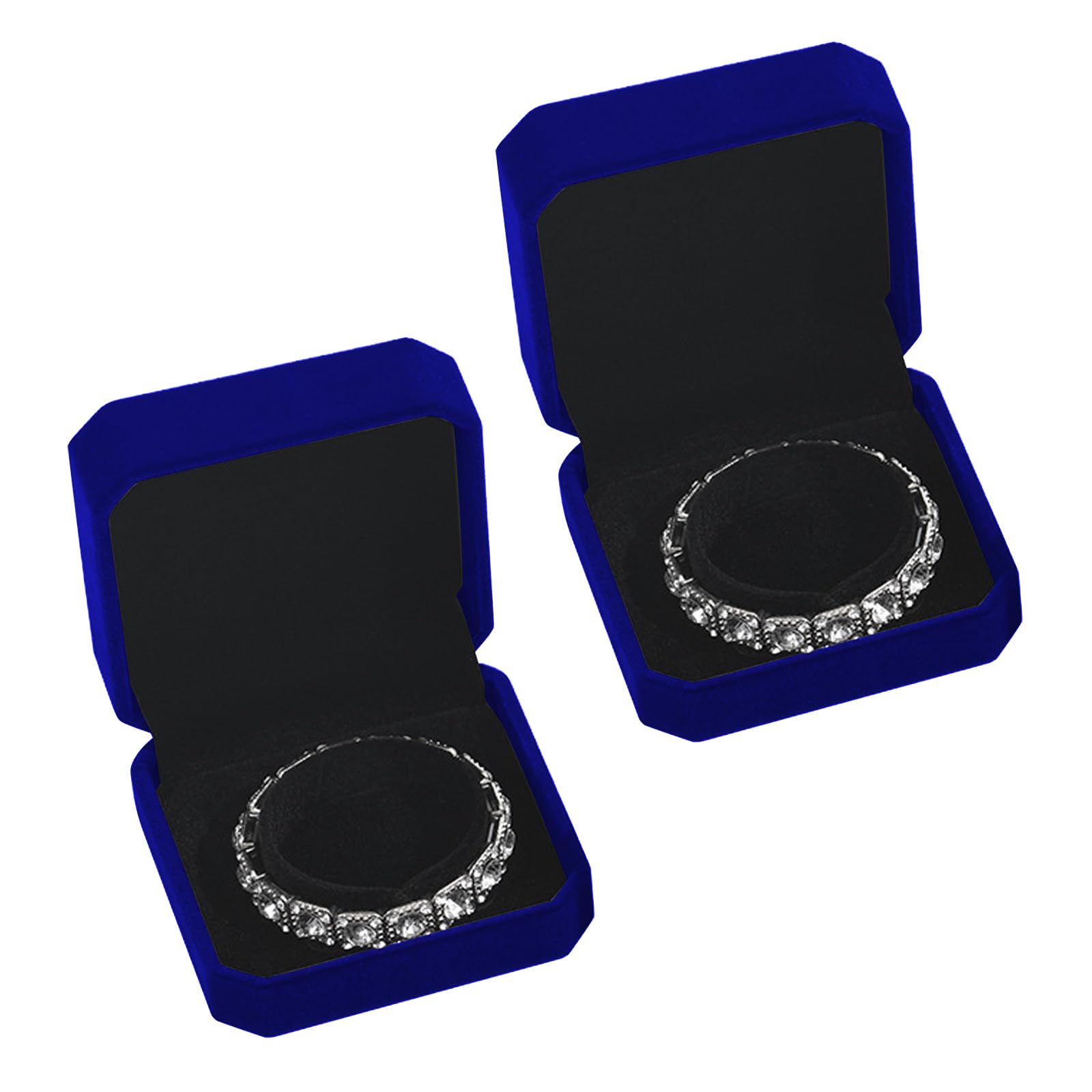 sesameless 2 Pcs Velvet Bracelet Boxes,Classic Jewellery Gift Box Women,Bangle Storage Gift Box For Engagement Wedding Mothers Day Birthday Anniversary (blue)