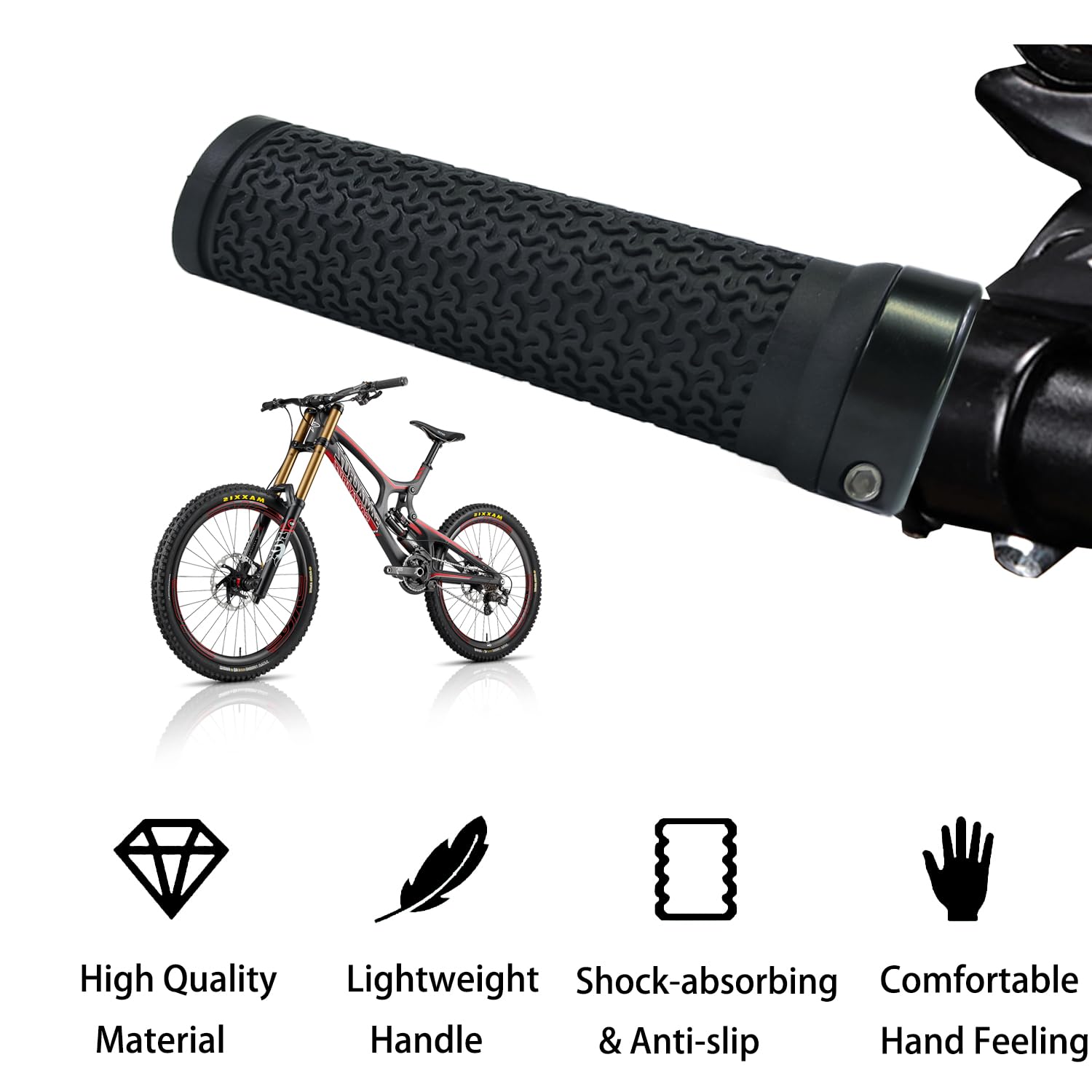 MOLHEM Bike Handlebar Grips, Non-Slip Mountain/BMX/Scooter Grips, Soft Rubber for Secure Grip Includes 2 Allen Wrenches (MTB - Image 4