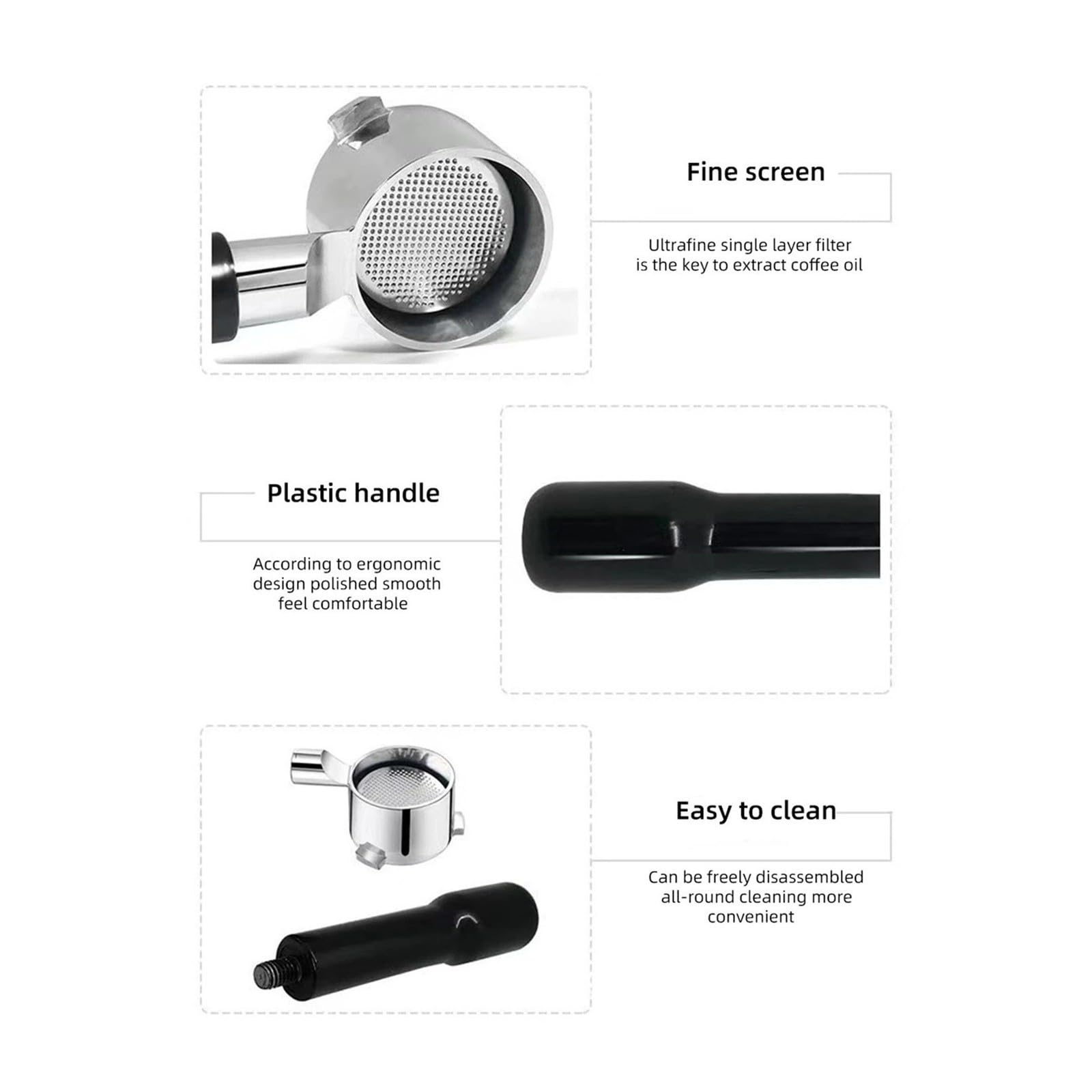 Portafiltro,Compatible Con Delonghi 51mm Portafiltro Sin Fondo 2 Oídos | Acero Inoxidable Piezas De Repuesto Manija Cafetería A Prueba De Fugas Antideslizante