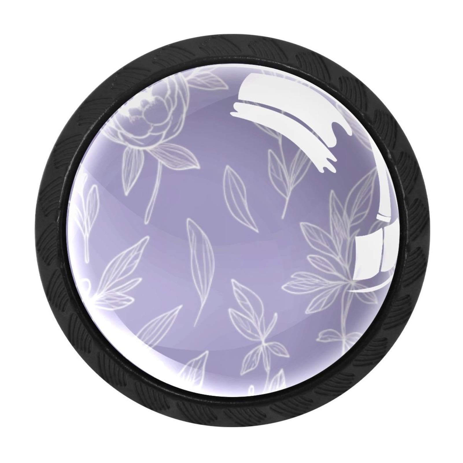 CHENZZZZ 4 Pieces Round Cabinet Knobs Rustic Dresser Knobs, Drawer Cupboard Wardrobe Cabinet Pulls Handles Hardware for Home Kitchen Furniture, Floral Purple_2_1