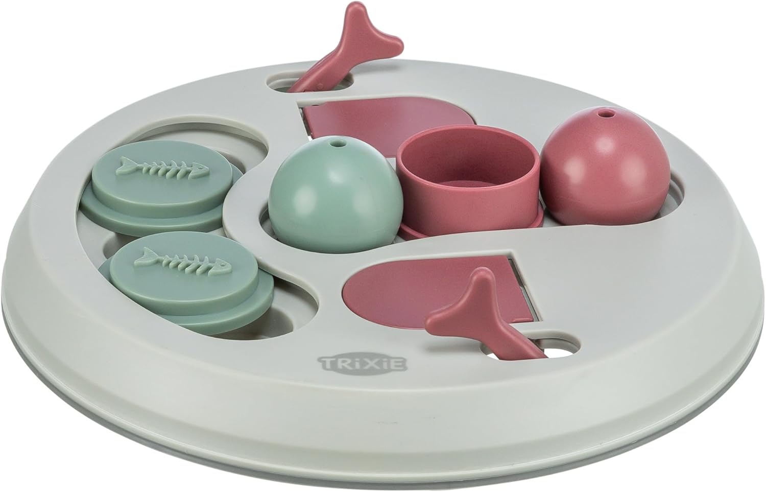 TRIXIE Cat Activity Hide 'N Slide Strategy Game – Cat Puzzle Toy with Treat Dispenser for Mental Stimulation – Interactive Puzzle Feeder for Enrichment Exercises – 9.1 in, ø 23 cm