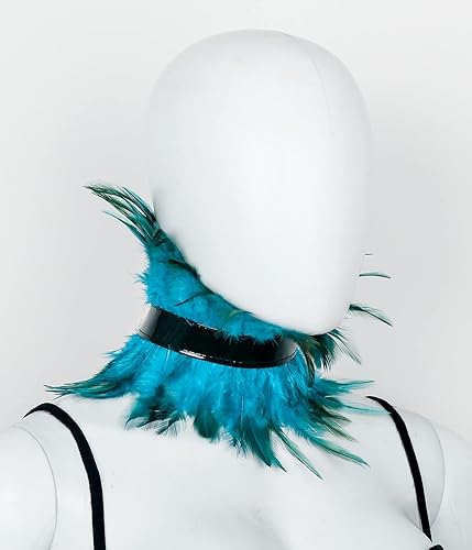 Miniatura 5 de L'VOW Gargantilla gótica de plumas naturales victorianas de cuero sintético para disfraz de Halloween