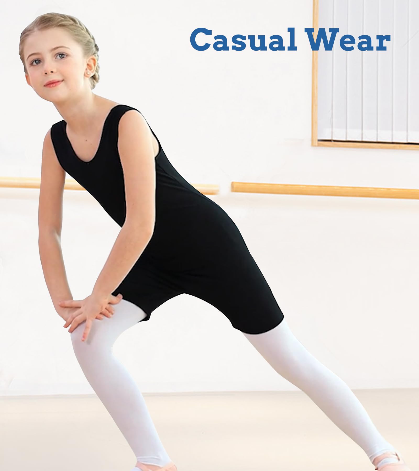 ACOCOPY Girls Leotards for Gymnastics Sparkly Biketards Unitard with Shorts Quick Dry Dance Outfits 4-9 Years — view 3
