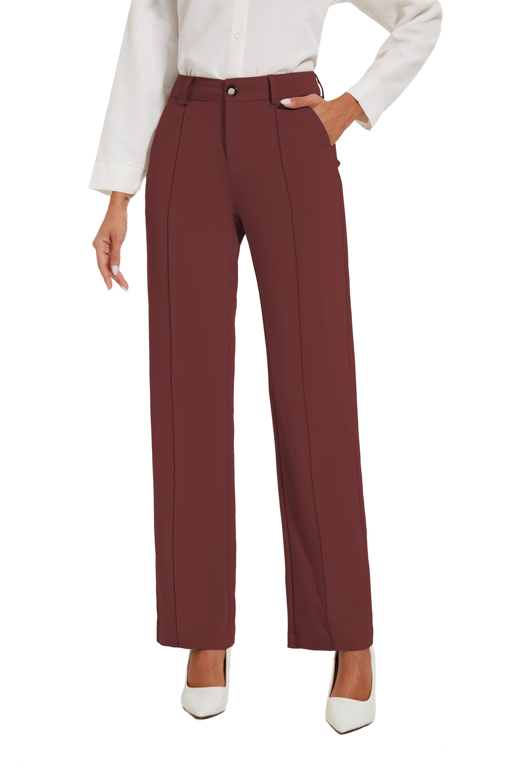 Womens Dress Pants Stretchy Business Casual Work Pants Straight Leg Slacks for Office