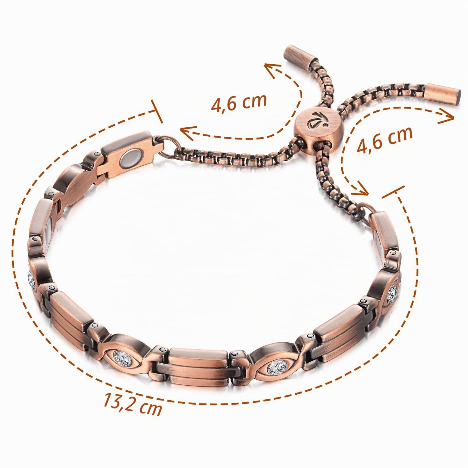 RainSo Damen Starkes Magnetarmband aus Kupfer-Magnetisches Kupferarmband (Funkenkristall)