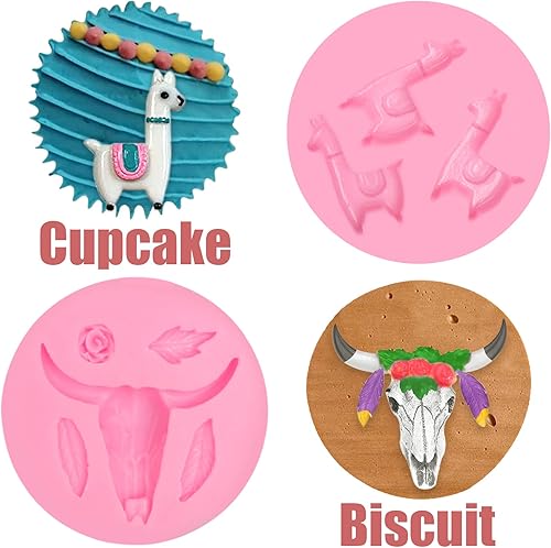 Miniatura 6 de Bull Head - Molde para fondant de chocolate, 6 unidades, moldes de silicona de cactus, flechas de plumas, estrellas, herradura, hoof para decoración