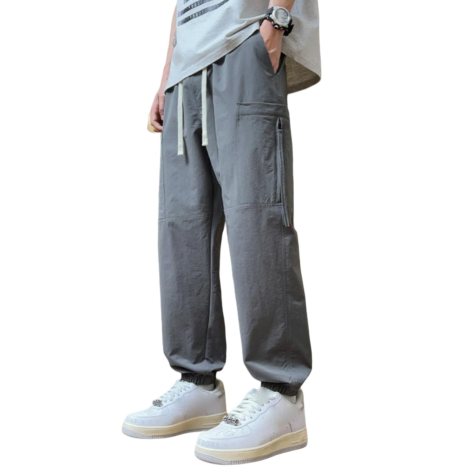 Pantaloni casual da lavoro sportivi versatili da uomo in seta di ghiaccio sottile primavera estate