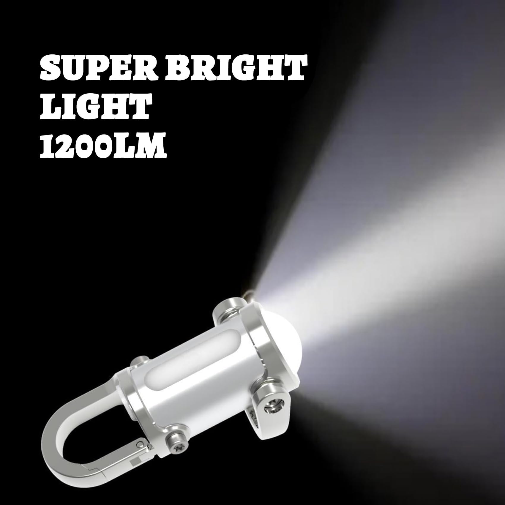Mini lampe torche porte-clés, 1200 lm, ultra-lumineuse, étanche, Lumilink, lampe torche LED ultra-lumineuse avec batterie externe et 3 modes for l'extérieur, le camping et la randonnée(SilverX2-USB)