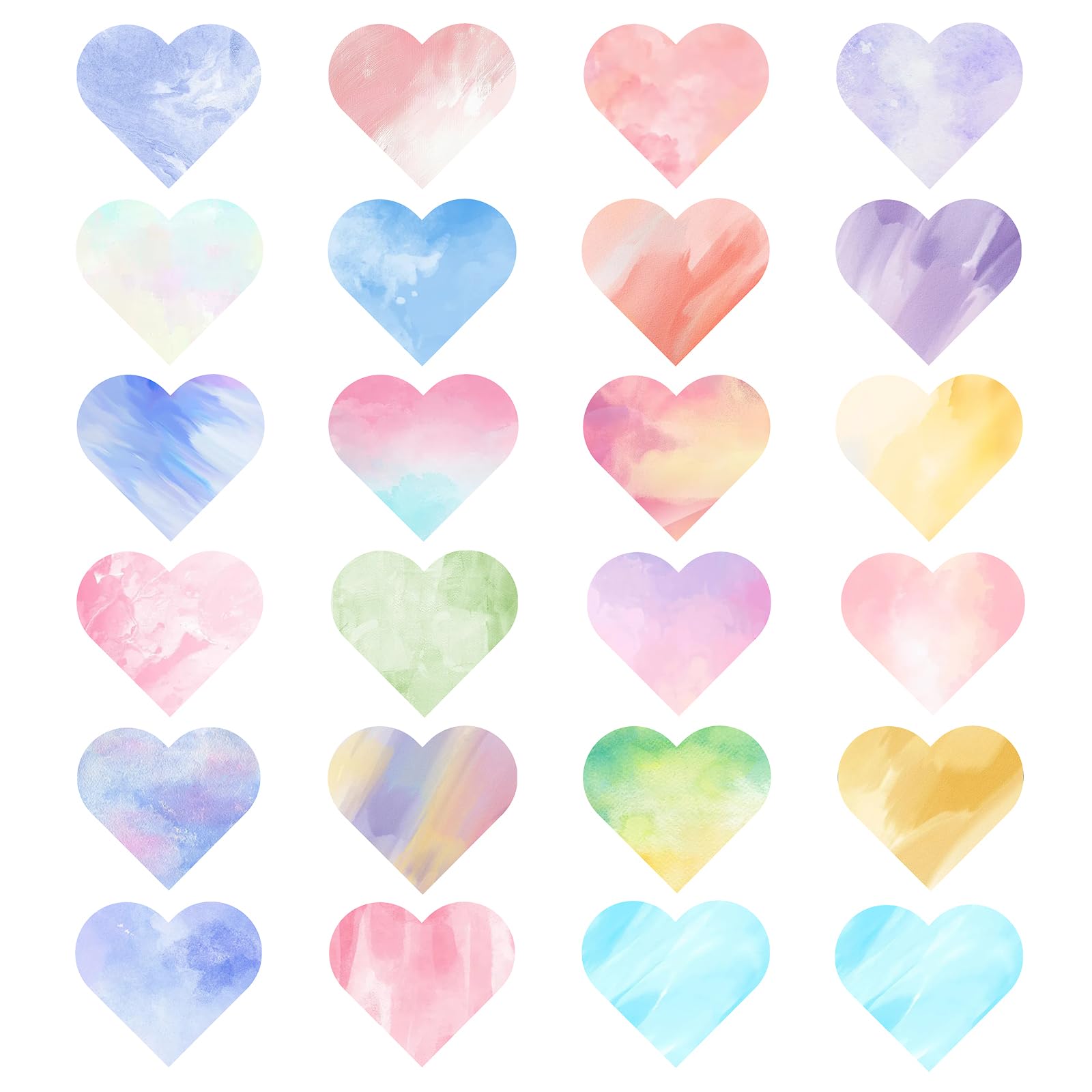 Anwyll Watercolor Heart Stickers - 480Pcs 1.5Inch Love Stickers Self-Adhesive Valentines Day Heart Sticker Hearts Shaped Sticker for Kids Classroom