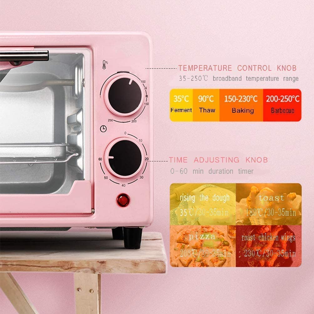 Horno eléctrico de 12 l, multifunción para Hornear, Horno pequeño para Hornear, Pizza, encimera, Horno, Bandeja para Hornear, Mini Horno útil