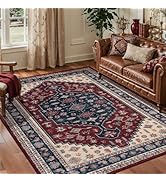 Tangsoo Boho 4x6 Rug for Living Room,Washable Indoor Area Rug,Non-Slip Low Pile Carpet Soft Vinta...