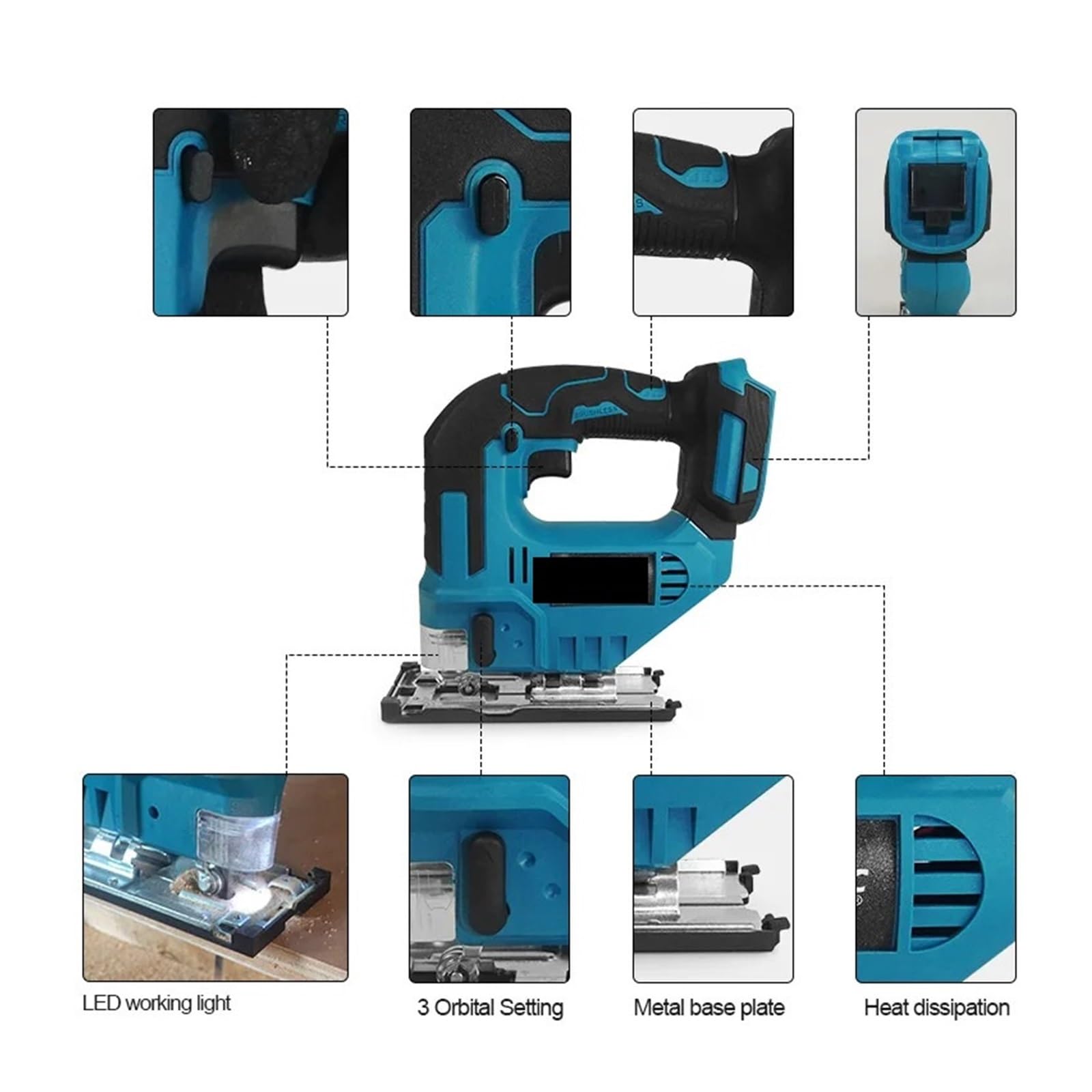 Seghetto alternativo, Curva Elettrica A Batteria Da 2150 Giri/min. Utensile Elettrico Taglio Per Lavorazione Del Legno Ricaricabile 750 W Per 18 V(No-Battery)