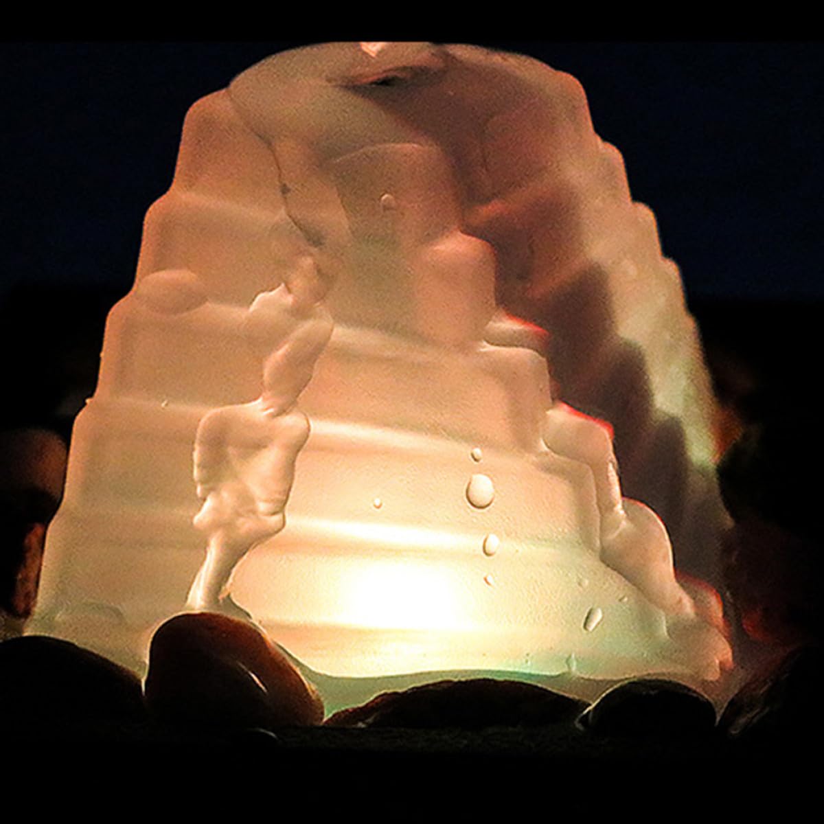 Zerodeko Petite Fontaine D'intérieur Forme Unique en ABS et Galets Zen Éclairage LED Soulagement du Stress Inclus pour Bureau ou Salon de Thé