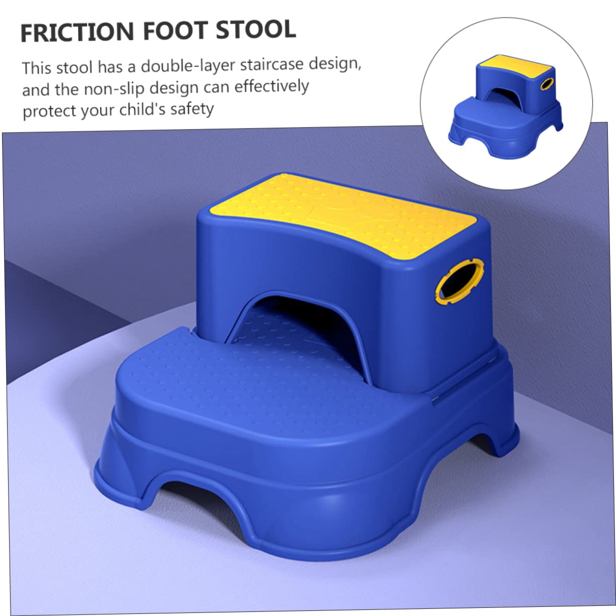 BESTonZON Taburete de Escalón Infantil Doble Antideslizante para Baño Sala de Color Amarillo y Azul Taburete de Seguridad para Pequeños