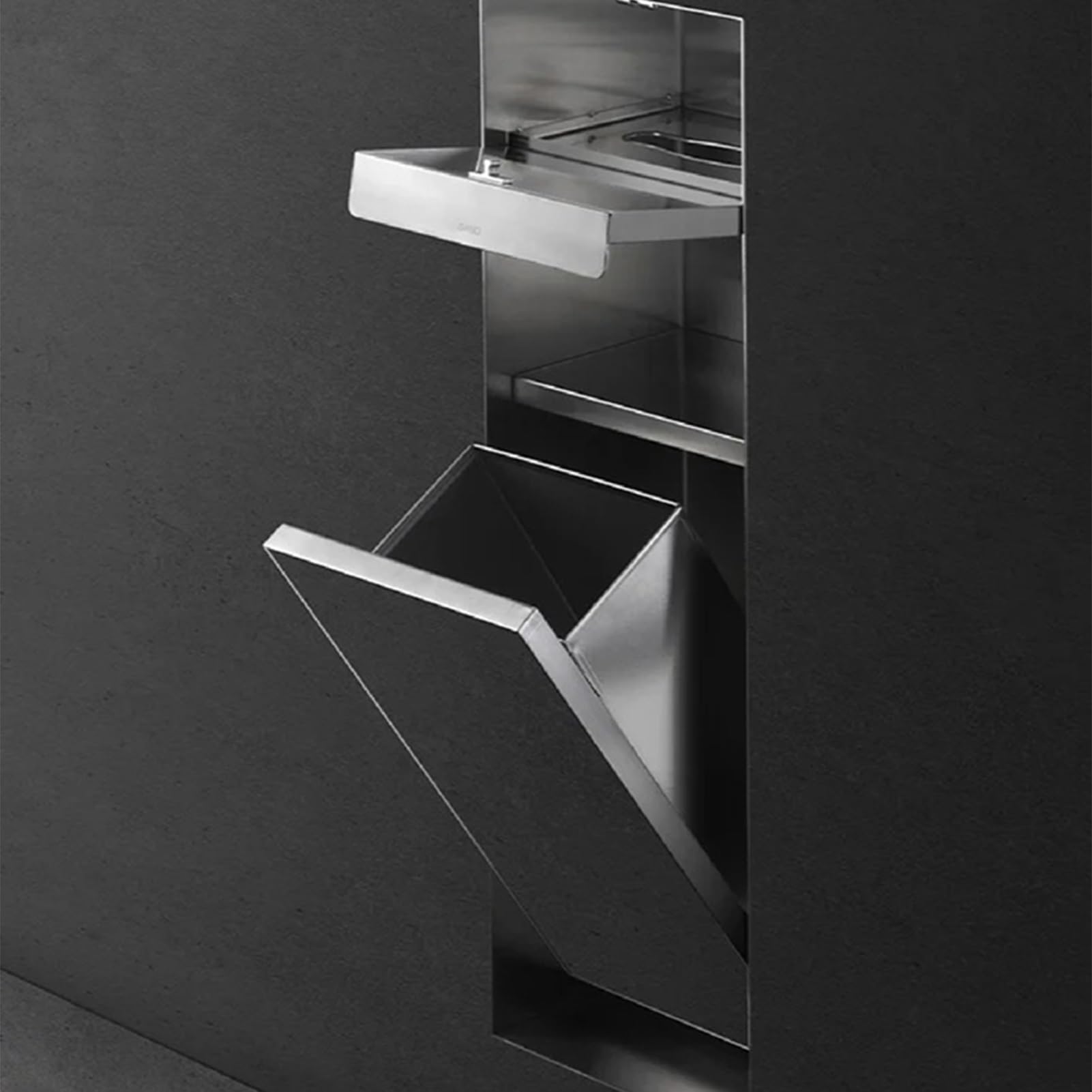 Generico Elegante Set portarotolo e scopino in Acciaio Inox Nero - Design Moderno a Incasso per Bagno, Doccia e spazi pubblici - Soluzione di archiviazione Elegante, 62x20 cm