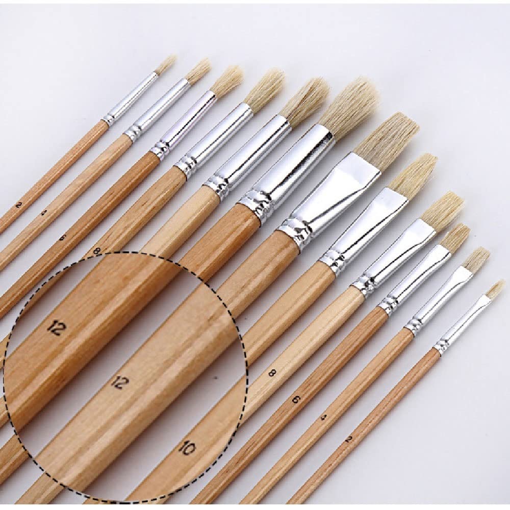 38 Pennello per Pittura, Borsa in Tela, Scatola con Manico Lungo in Legno, Forniture artistiche per Olio, Acrilico e Acqua