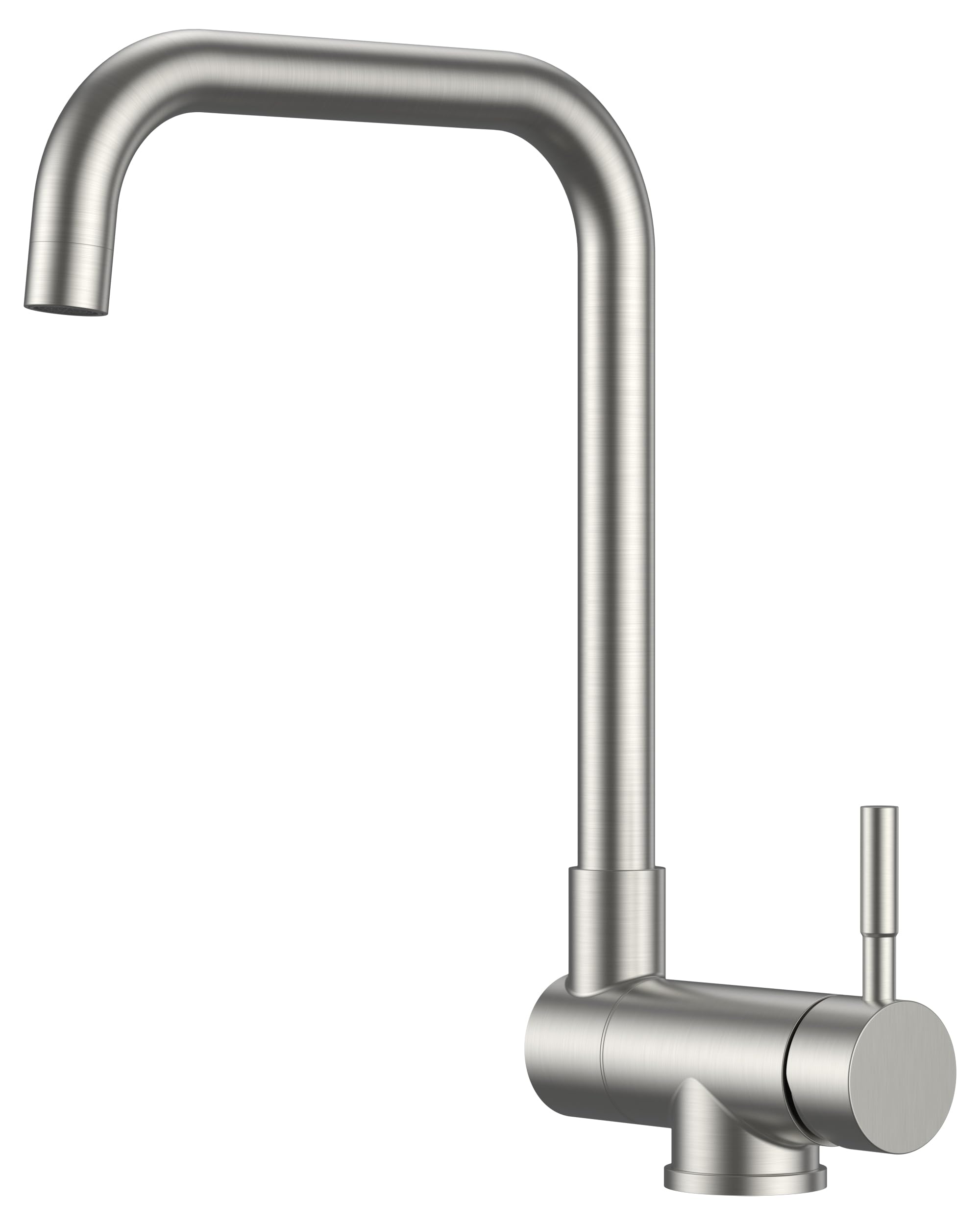 FORIOUS Grifo Cocina, Grifos Cocina Fregadero con Función Giratorio 360° y Plegable, Diseño en Forma de L de Acero Inoxidable, Monomando Para Agua Caliente y Fría Torneira de Cozinha