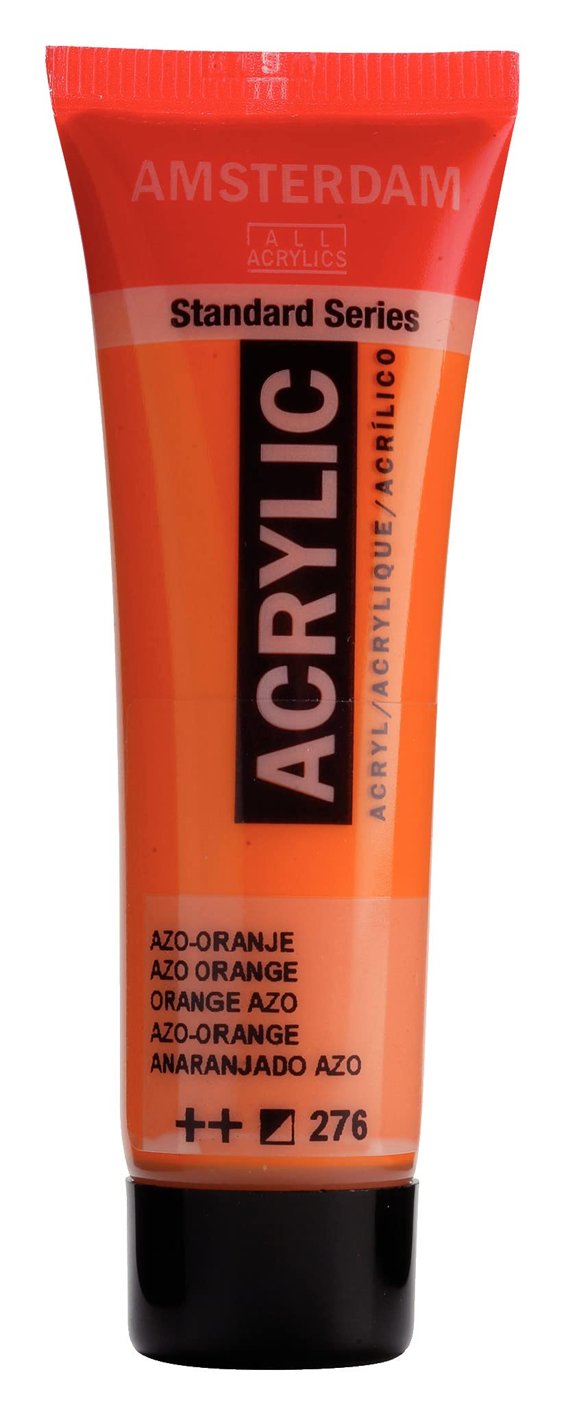 Amsterdam Azo Orange Standard Series Acrylic Tube - 20 Ml - 276 - High-Lightfastness - Semi-Opaque - Flexible Satin Finish - Medium Viscosity Paint - Versatile Use - Made In Netherlands
