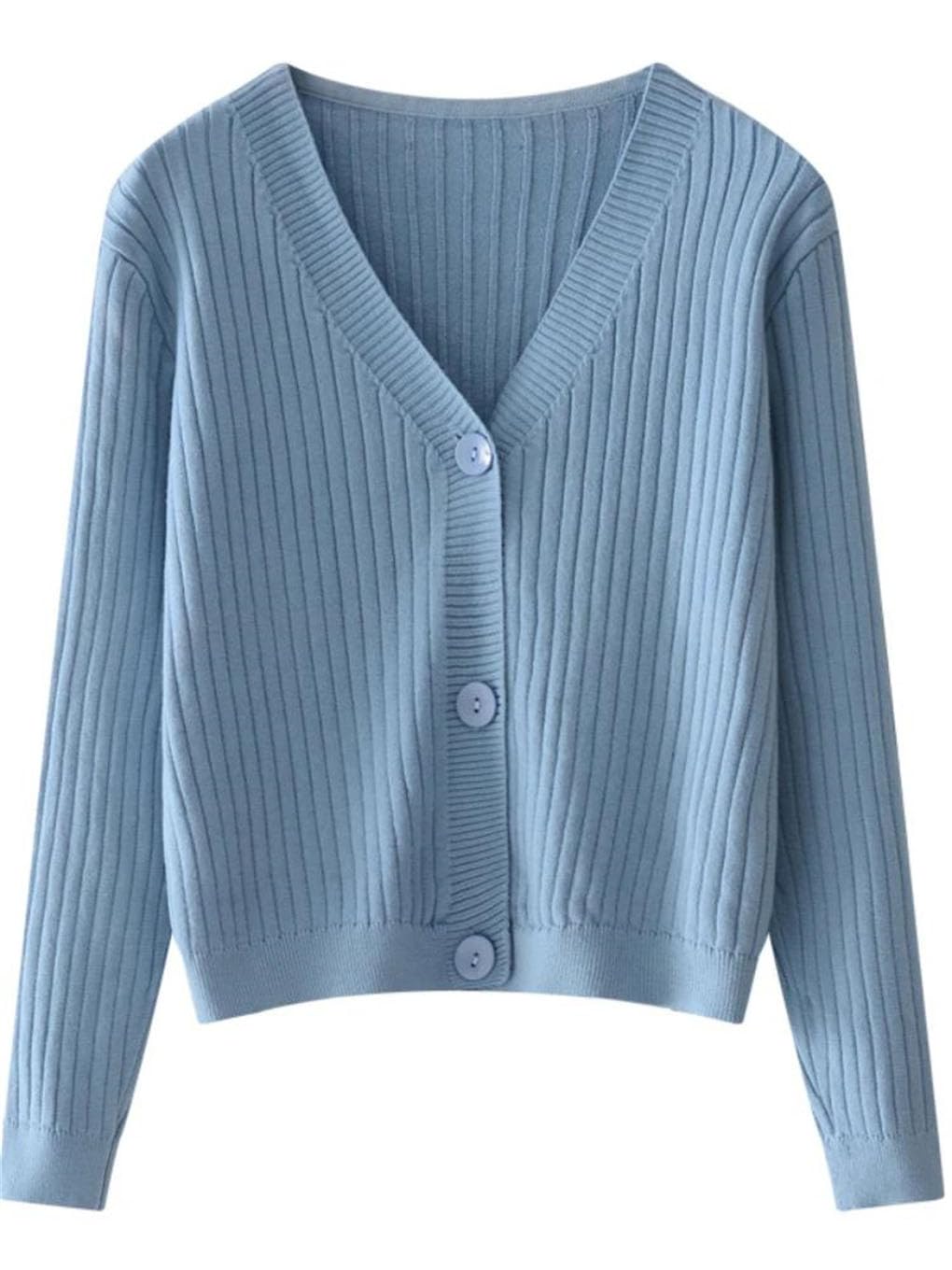 Cardigan da donna con scollo a V lavorato a maglia cardigan tinta unita monopetto da donna maglioni