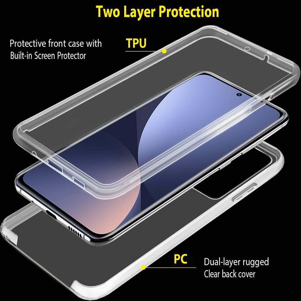 Cover 360° Antiurto Per Xiaomi Mi 12 / Mi 12X - Custodia Robusta Con Silicone TPU, PC E Tessuto Denim (Nero) - 2