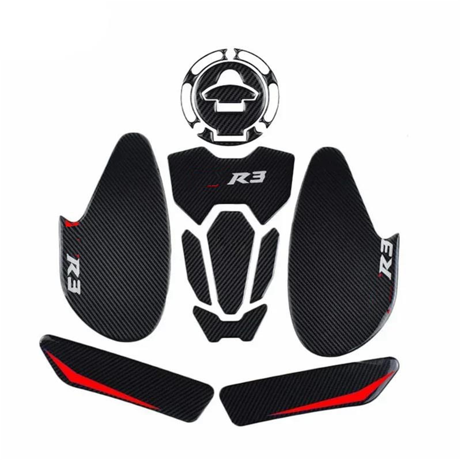 Motorcycle Fuel Tank Cap Pad Side Grip Sticker Pads for Yamaha R3 YZFR3 YZF 2019-2022 Fairing Sticker