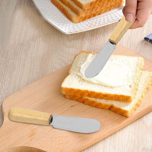 Miniatura 9 de DaKuan Esparcidor de mantequilla con mango de madera, 4 pulgadas, cuchillos para condimentos de queso crema, juego de 6