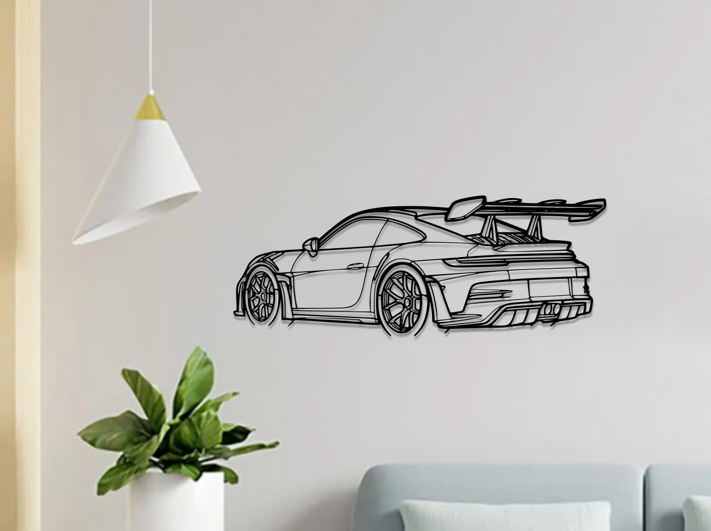 Beoals Sports Car 3D printed plastic Wall Art, Modern Racing Car Design, Black Plastic Wire Decor 2