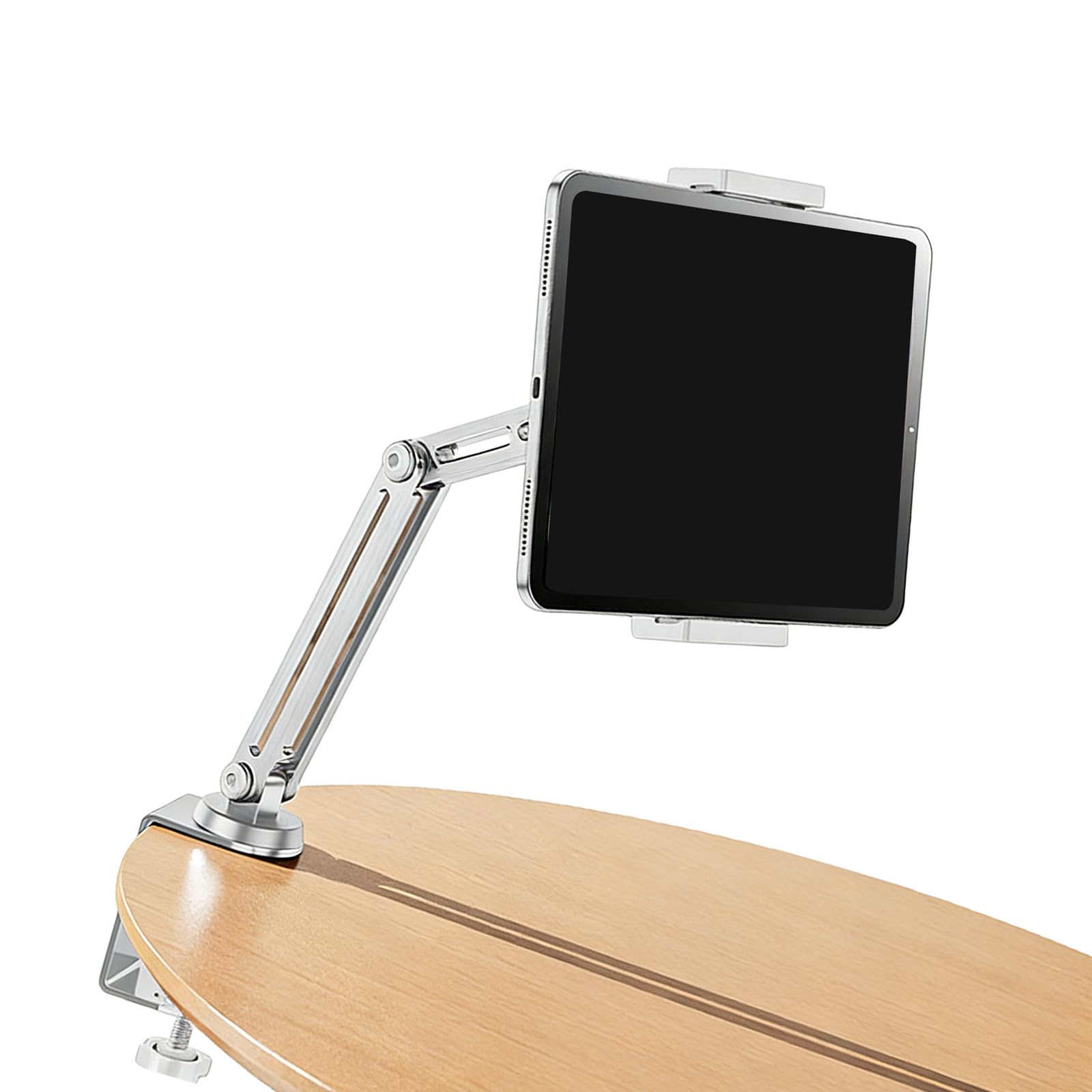 Supporto regolabile a 4 assi con morsetto pieghevole e girevole a 360 gradi per tablet e smartphone, struttura in alluminio, supporto regolabile per telefono