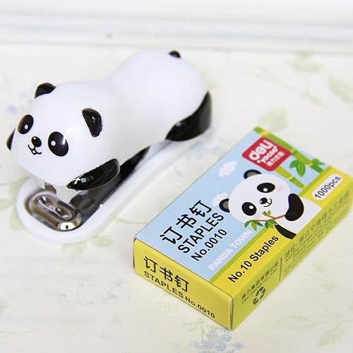 Miniatura 7 de DECORA Cute Panda - Mini grapadora de escritorio, práctica grapadora para fiestas de Navidad, uso en el hogar y la oficina con 1000 grapas