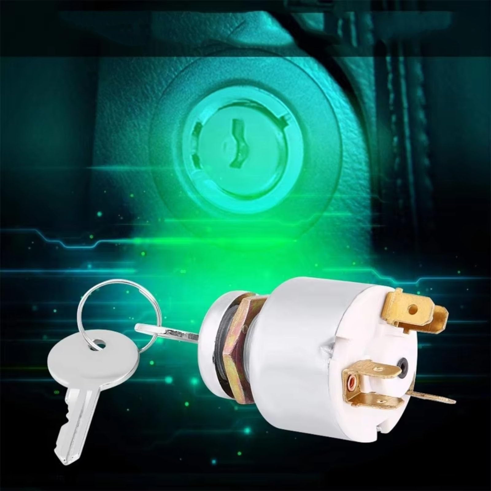 Cilindro de Cerradura de Encendido para Interruptor de Encendido de 12 V, Kit con 2 Llaves, para con Orificios de Panel de 19 mm de diámetro. Repuestos y Accesorios para automóviles.