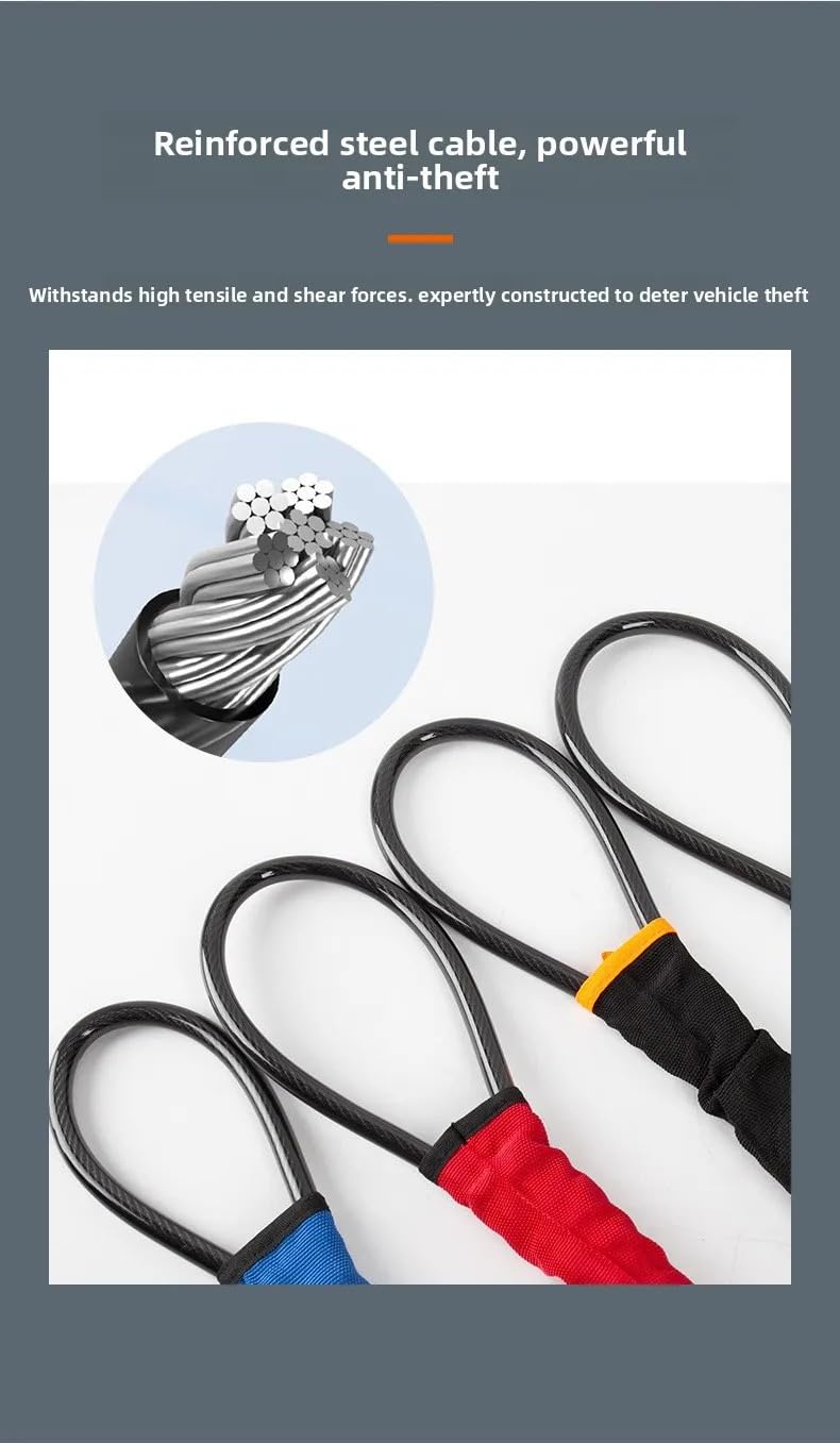 Cierre del cinturón de Seguridad del Volante con, Bloqueo del Volante Robo Coche cinturón de Seguridad Cable Acero Multicolor(Black)