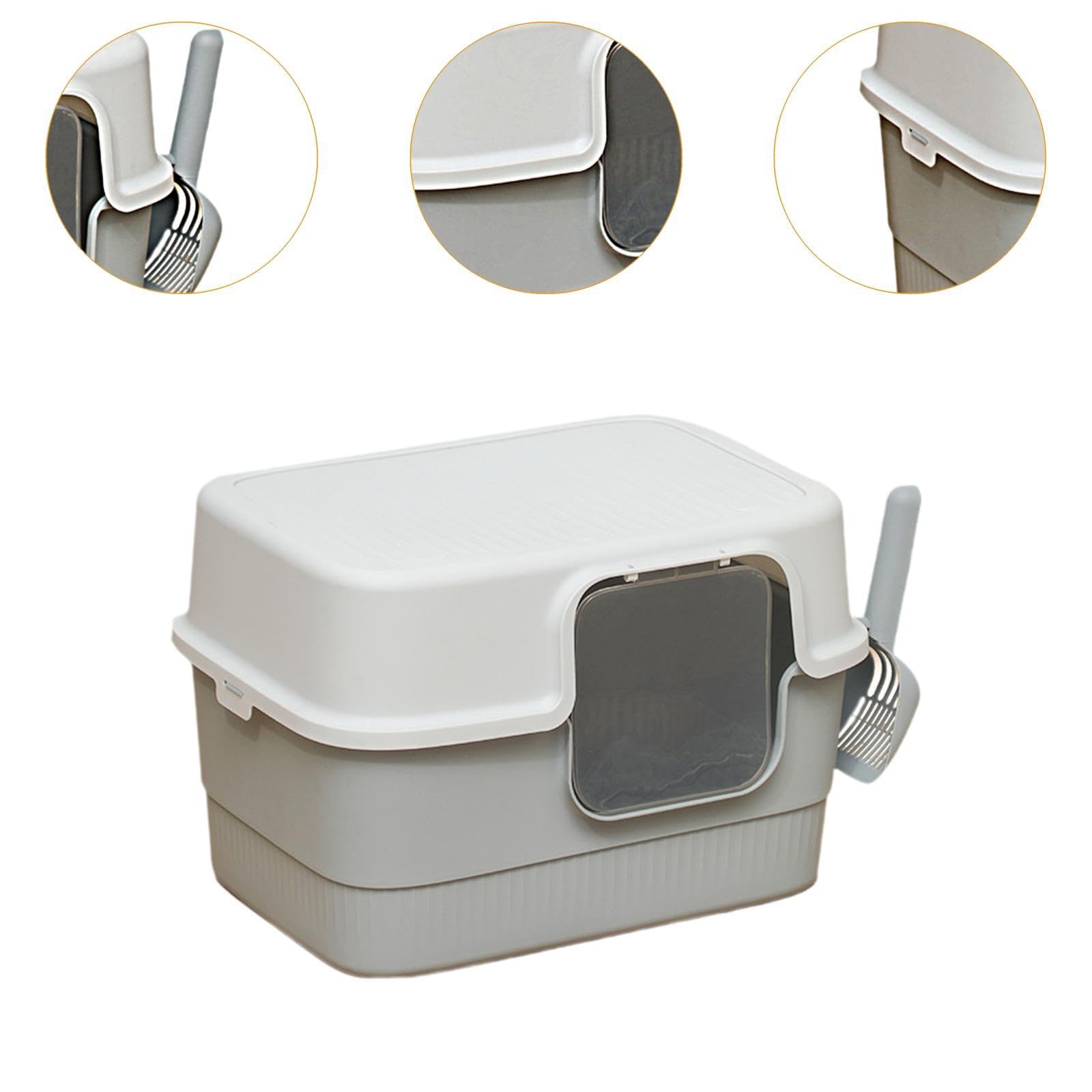 Arenero Cerrado para Gatos con Bandeja Grande, Tapa Extraíble, Entrada Amplia, Fácil de Limpiar, Material PP, Apto para Gatos de Interior.