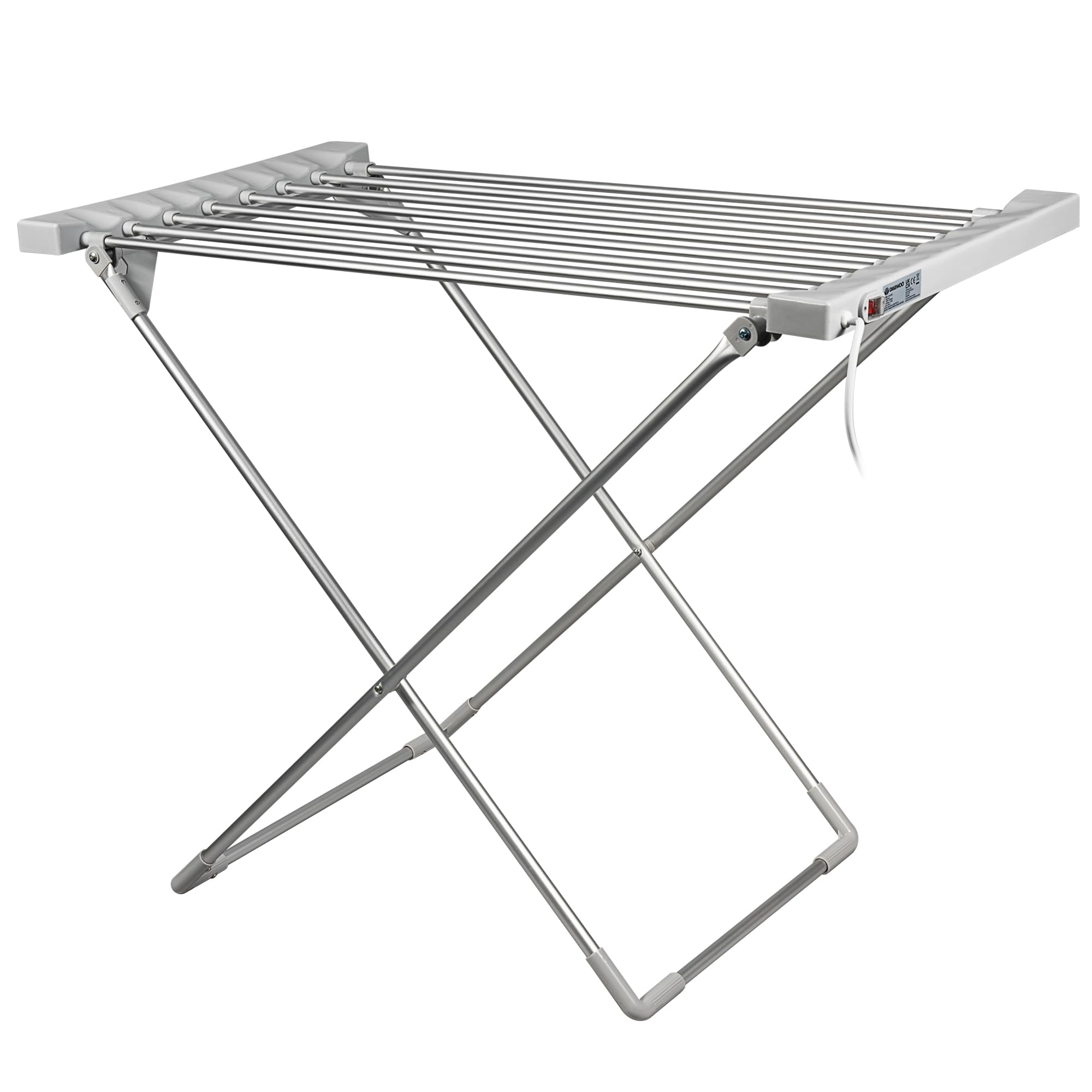 Daewoo Unisex Metallic Silver Heated Airer Foldable 120W 10Kg Load Energy Efficient Drying Rack In