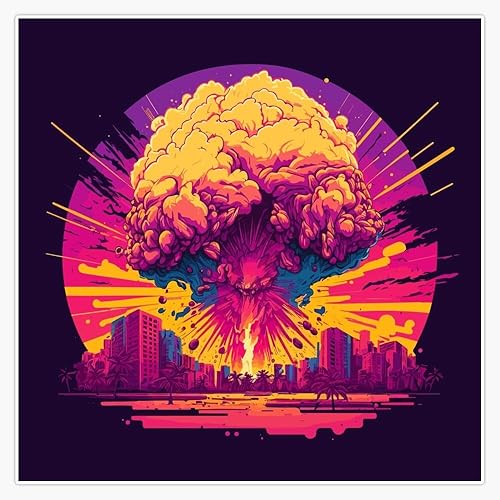 Magnet Synthwave Nuke Magnetic Vinyl Sticker Weatherproof 5"