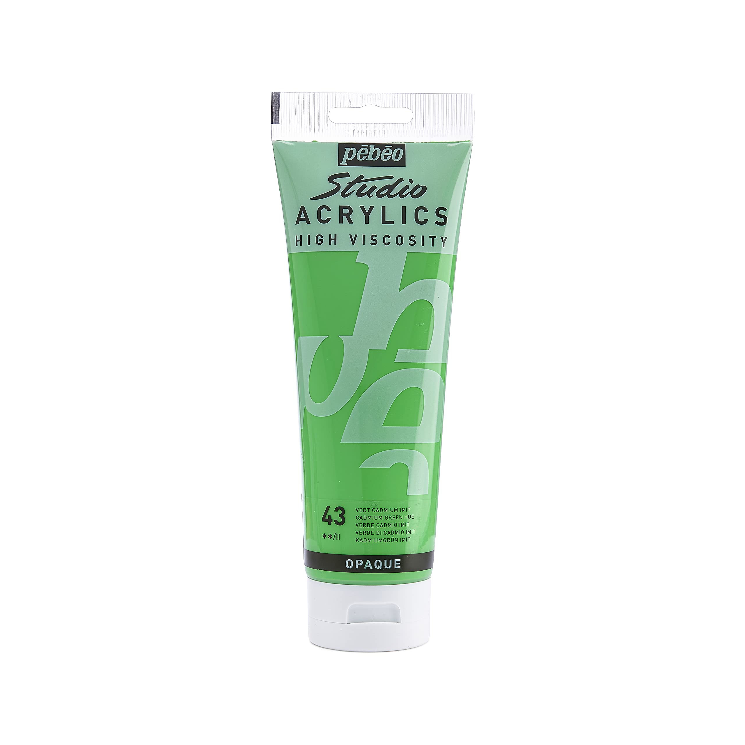 PEBEO Pébéo - Studio Acrylics Fine Acrylic - Acrylic Paint - Green Acrylic - Cadmium Green Hue, 250 ml