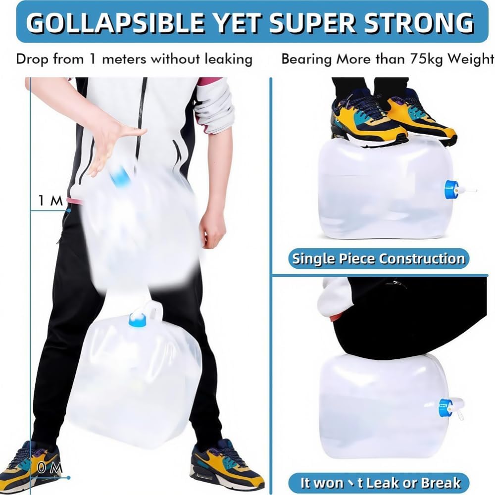 ZUMVIVIN Collapsible Water Container 20L with Tap | an Extra Sealing Cover | 100cm Supply Pipe and 12cm Outlet Pipe | for Hiking Climbing Fishing Travel Picnic (2)