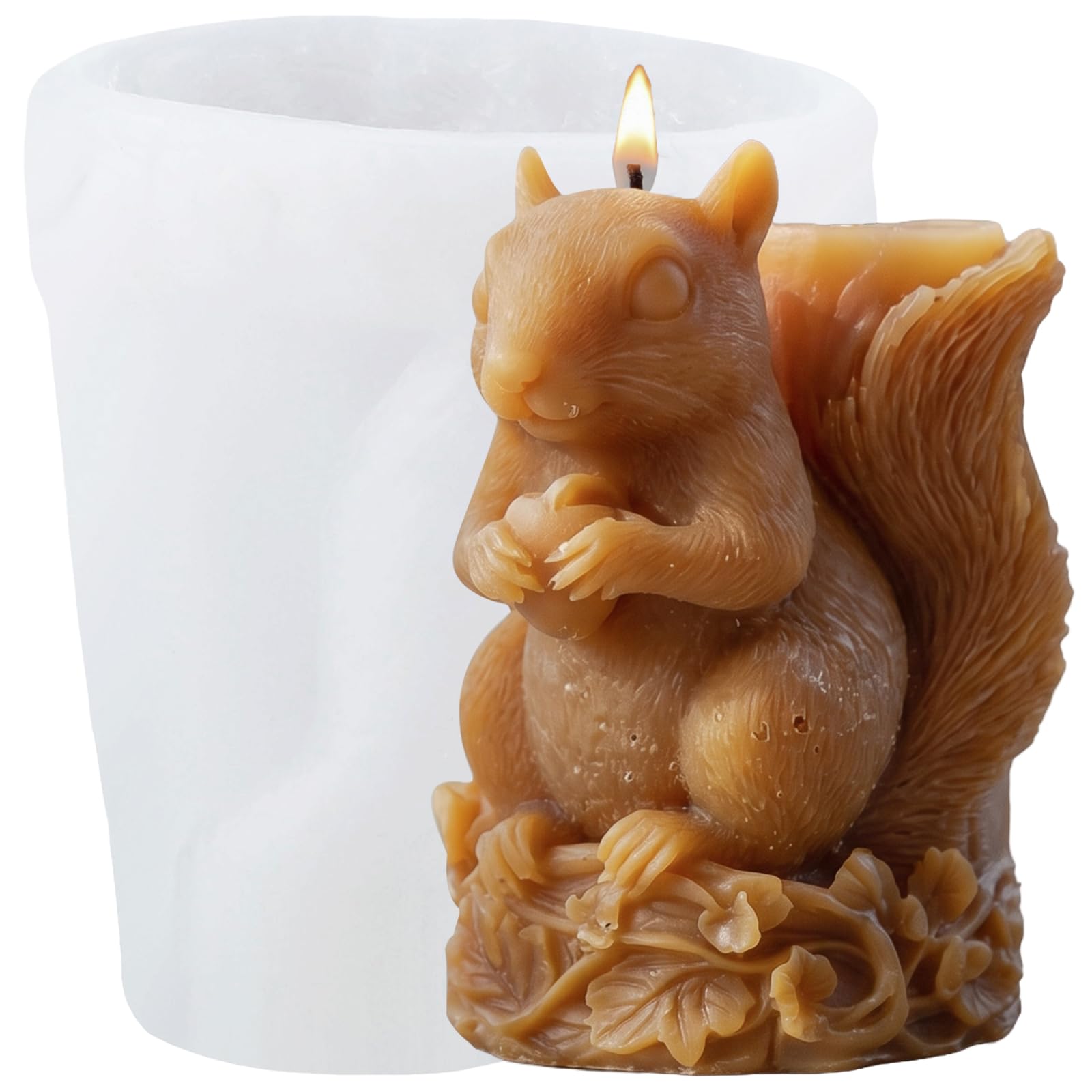XIAOSHUI Squirrel Candle Mould Squirrel Pine Cone Silicone Candle Moulds