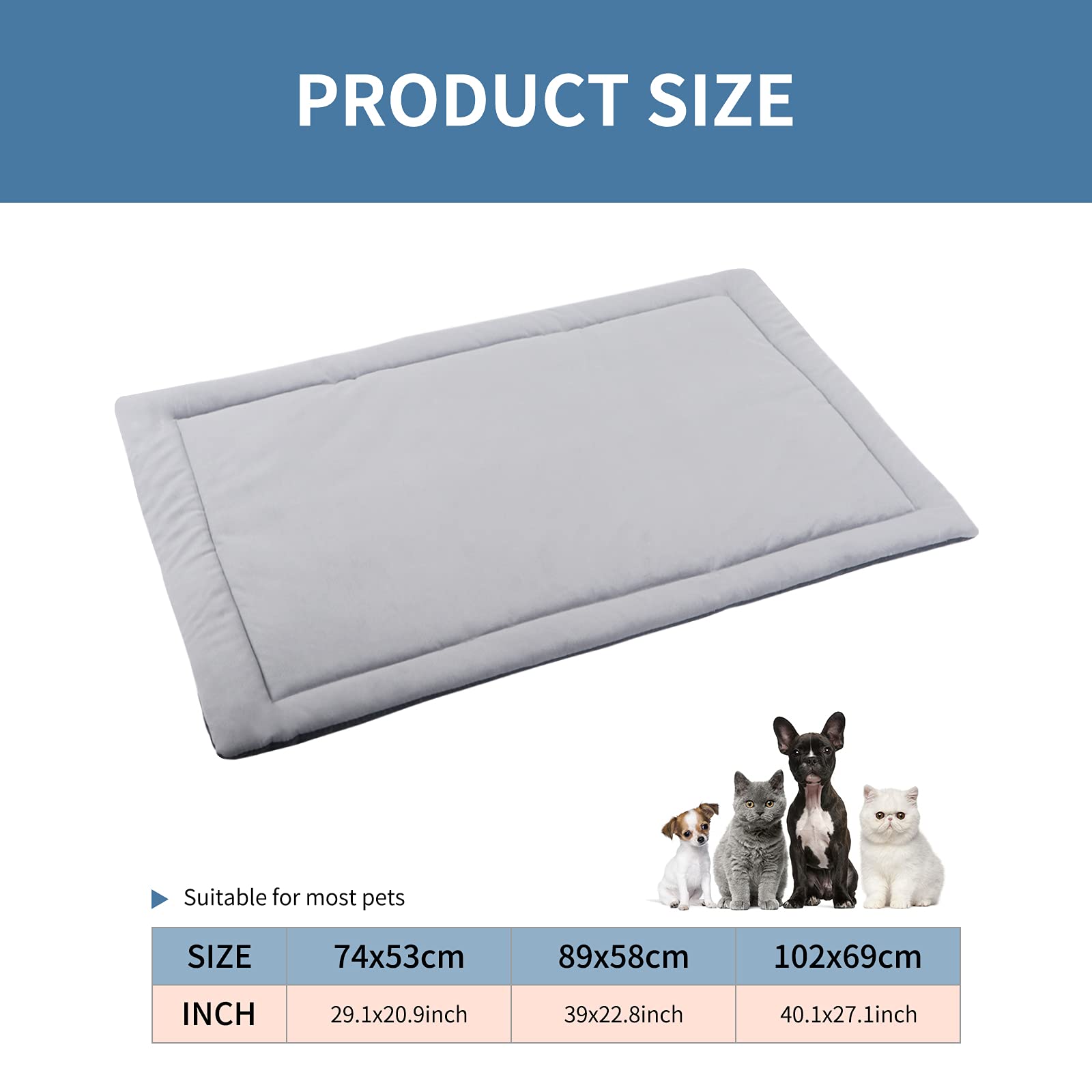 Vetasac Hundebett-Matte – Weiches Schlafkissen Für Hunde & Katzen, Größe XL (106,7 X 71,1 Cm), Dunkelgrau, Waschbar