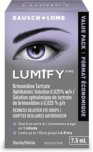 Lumify Whitening Eye Drops for Red Eyes, Redness Reliever, Fast Acting Formula, For Whiter & Brighter Eyes, 7.5mL - 7.5 mL