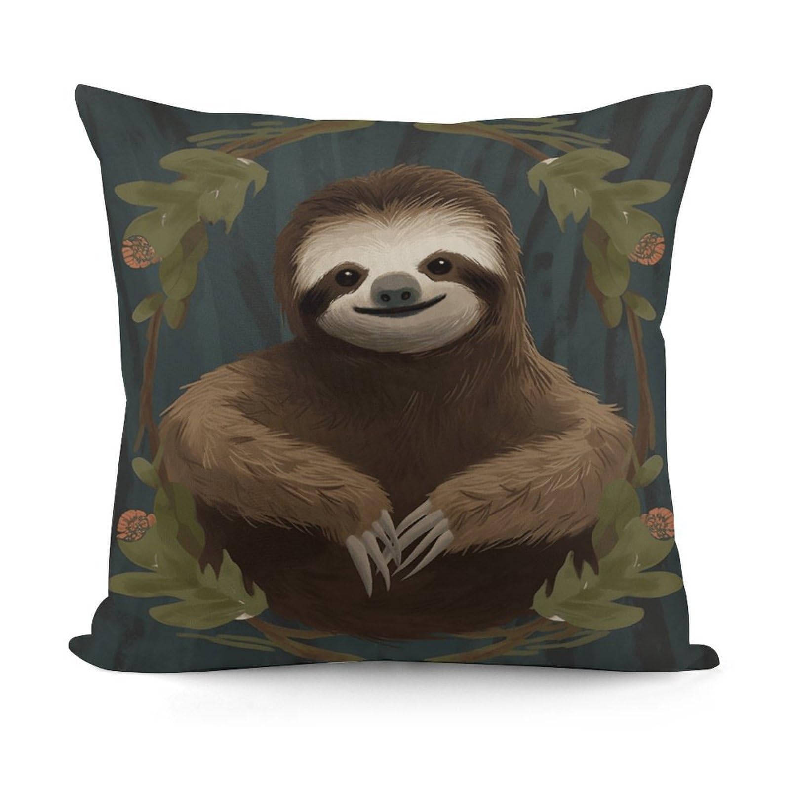 VstaDank Sloth Pillow Covers Soft Plush Decorative Square Pillow Cover Modern Breathable Pillowcases Pillowcase with Invisible Zipper 18x18 Inches for Sofa Living Room