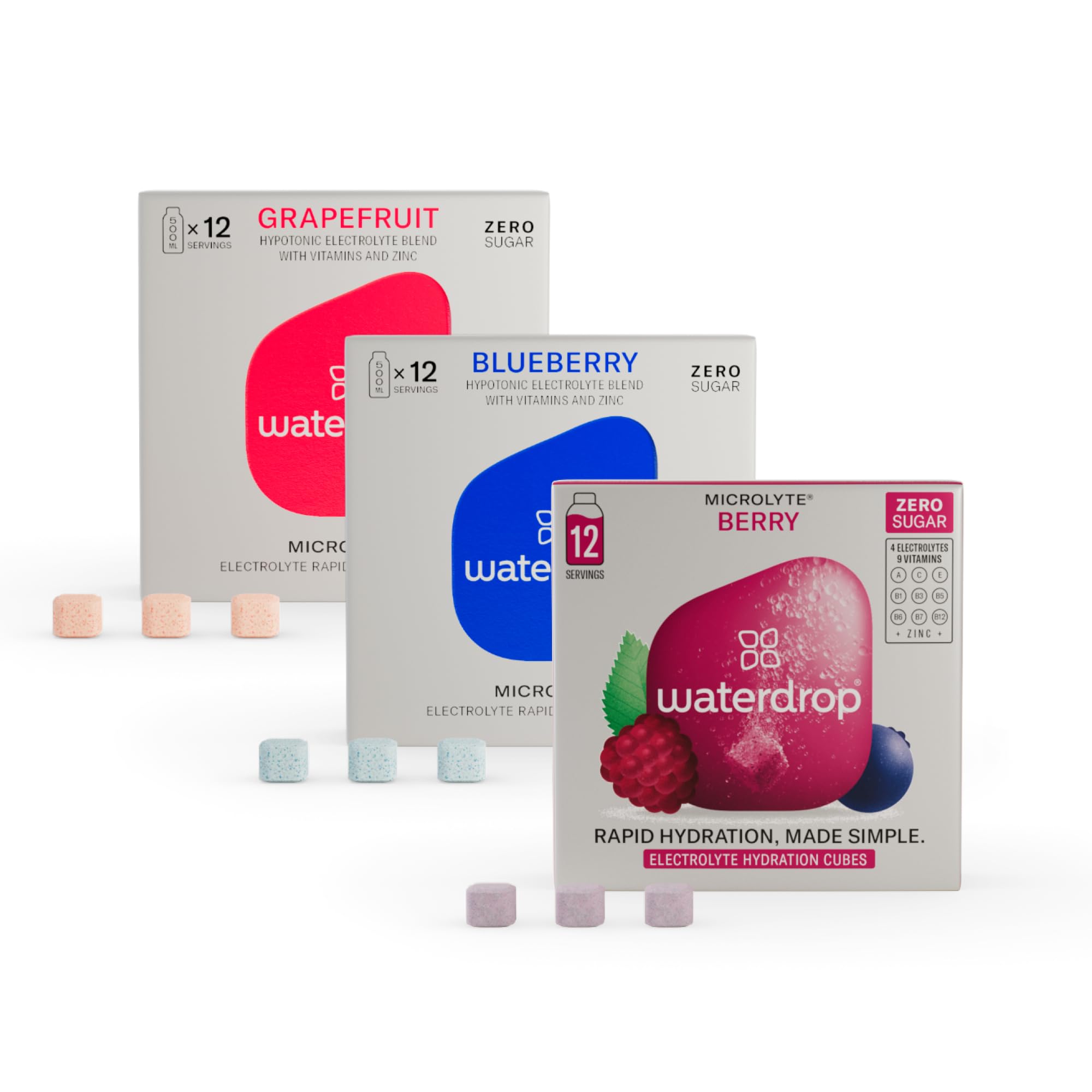 waterdrop® Set Microlyte, 36 Cubetti per acqua, Sali Minerali: 4 Elettroliti, 9 Vitamine, Magnesio, Electrolytes Drink, insaporitore acqua senza zucchero