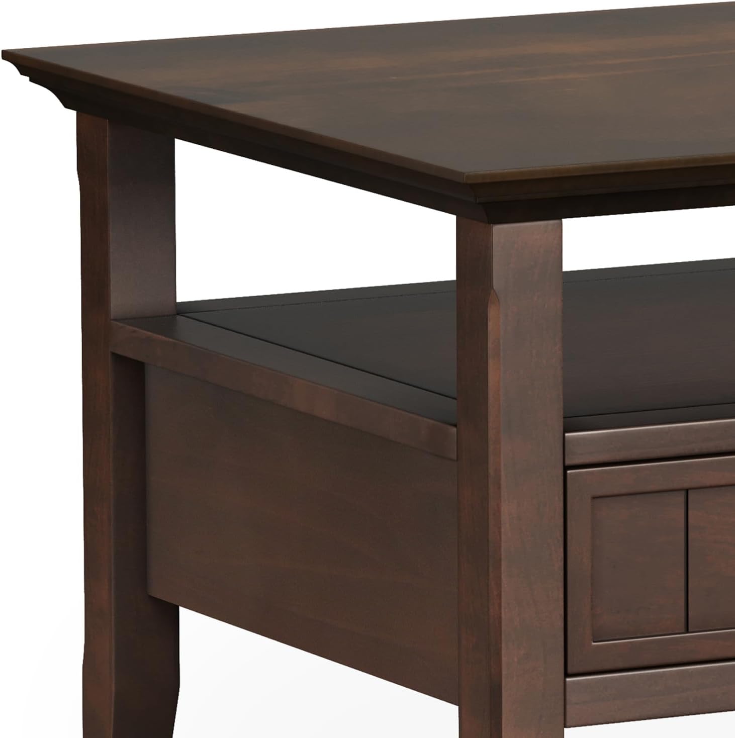 Brunette Brown Rectangular Wood Coffee Table with Storage