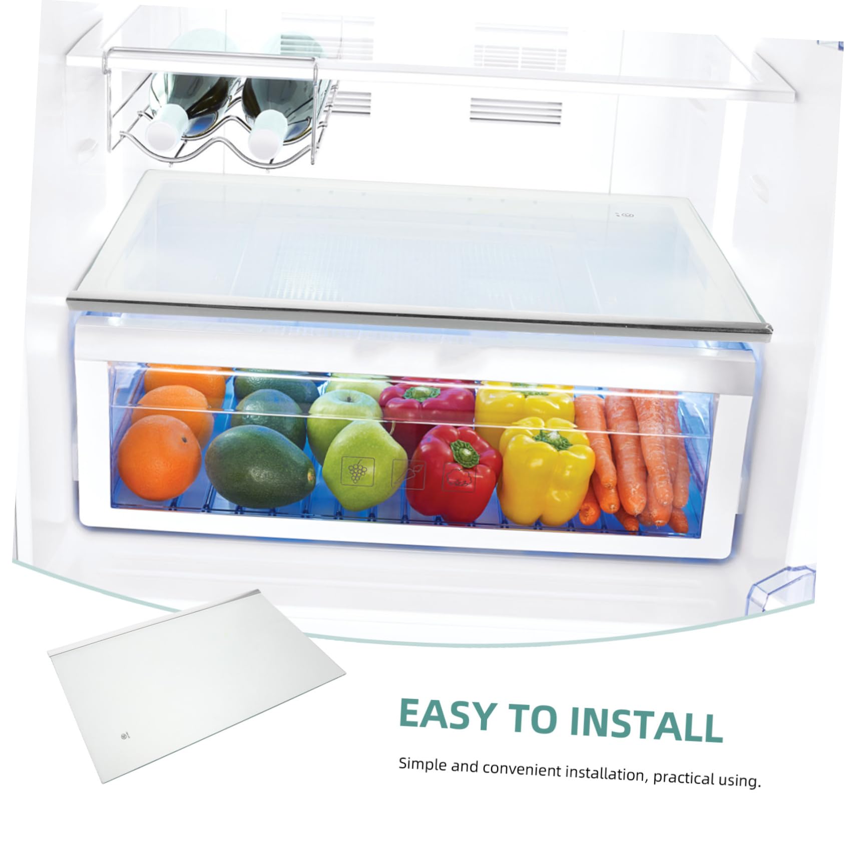 Ripiano per Temperato Vetro 40x24 Frigorifero Cm | Freschi, Installazione Semplice, Supporto Stabile, Accessorio Compatibile Modelli Frigo