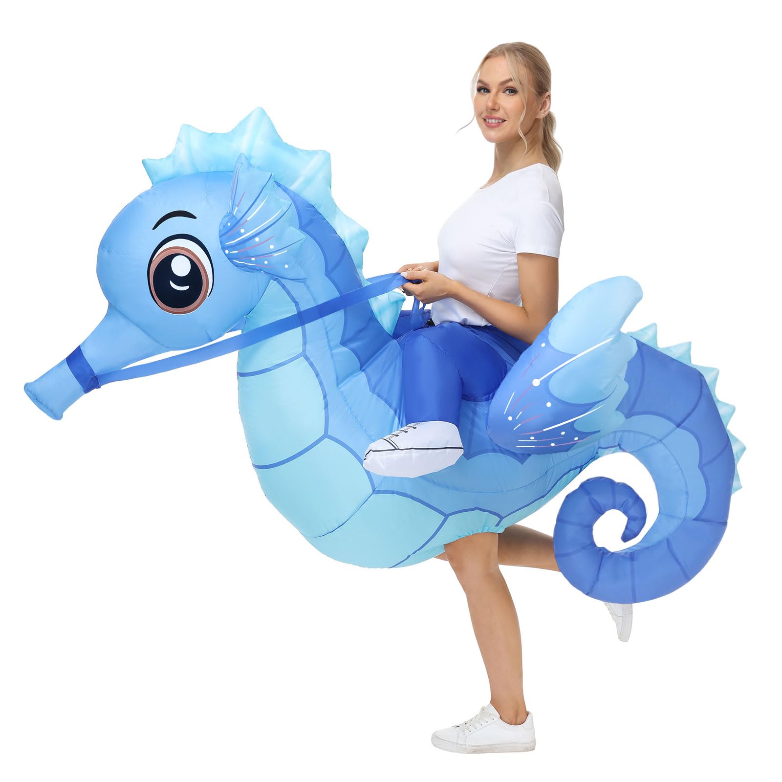 Spinosaurus Inflatable Seahorse Costume for Adult Inflatable Costume Halloween Blow Up Costumes Funny Inflatable Sea Costumes for Men Women