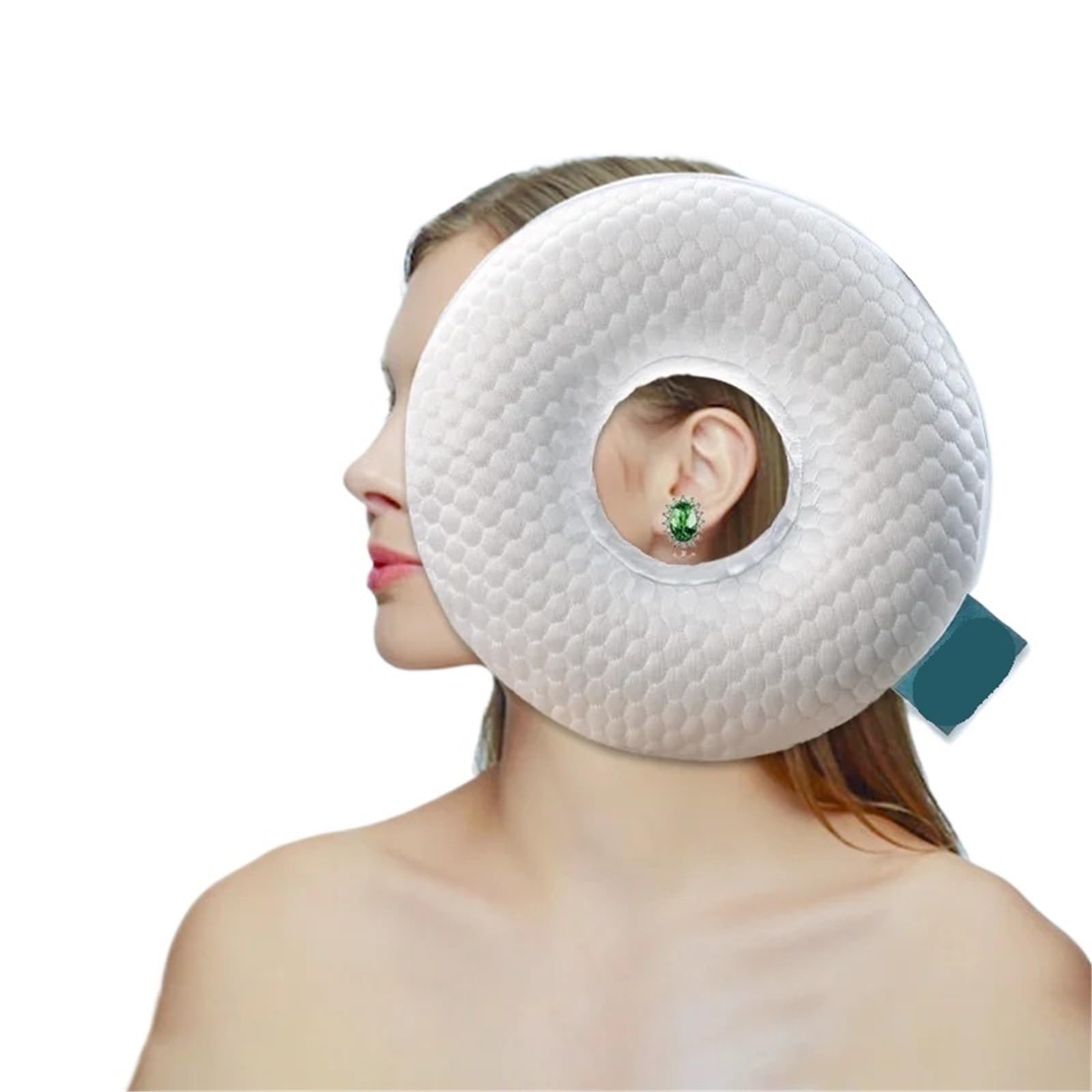 LuoAXINN Piercing Pillow Round Ear Pillow Suitable For Side Sleepers Memory Foam(WHITE)